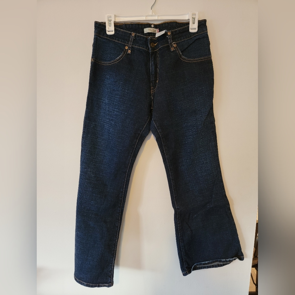 Levis dark wash low flare jeans